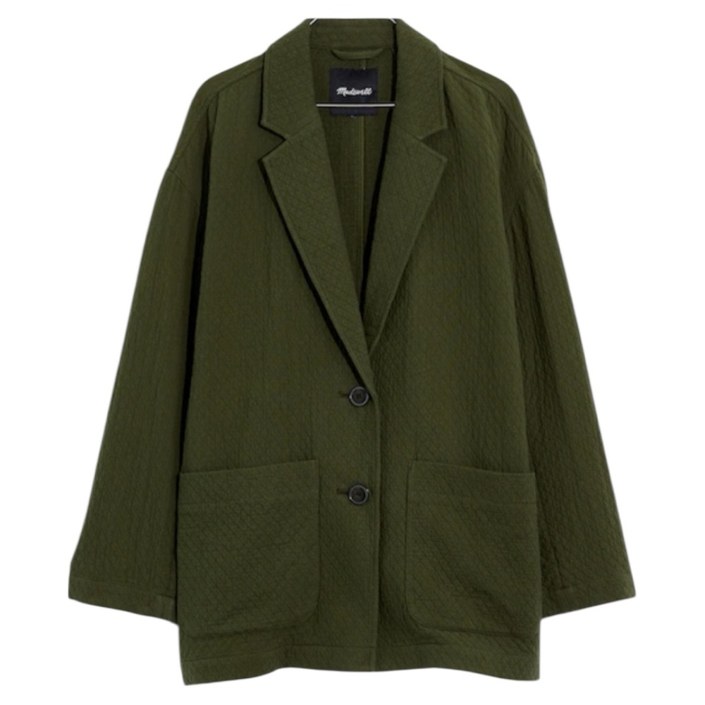 Madewell Textured Cotton Chore Blazer Jacket, Olive Green – Women’s Size M